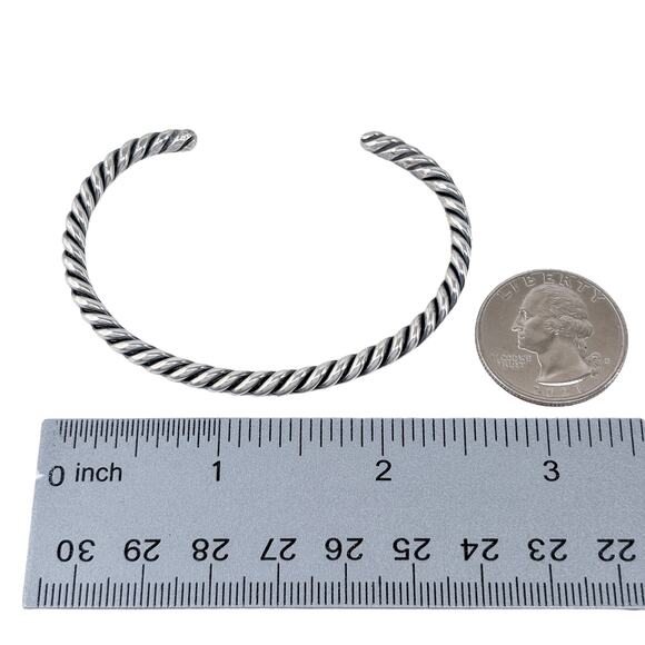 Southwest Twisted Wire Cuff Bracelet | Vintage Sterling Silver 925 | 6.5" - Picture 9 of 10